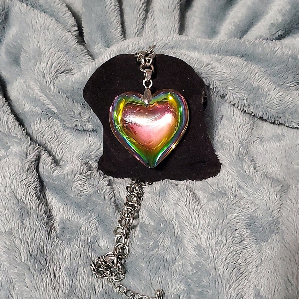 Pastel Rainbow Heart Necklace
